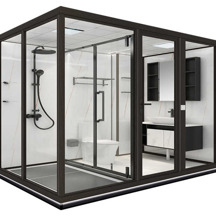 All-in-one bathroom shower room Prefabricated bathroom glass partition with toil