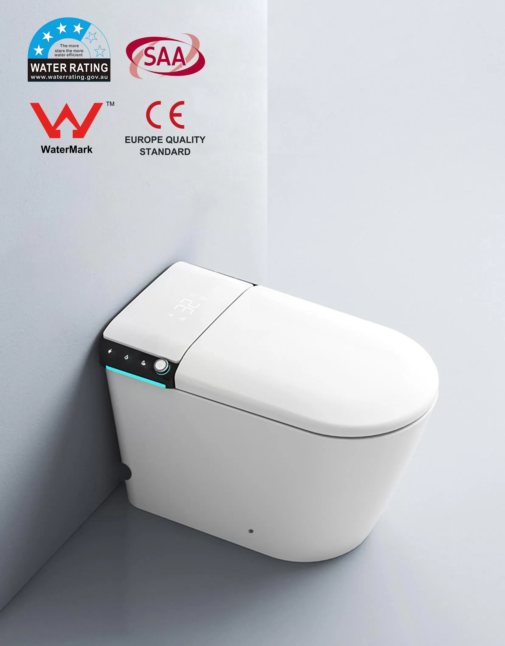 Smart Bidet Toilet with Heated Seat, Warm Air Dryer and Auto Flush — One-Piece F