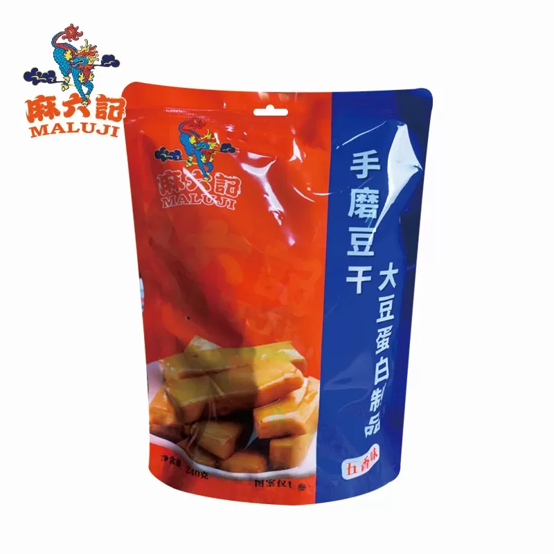 Hand-Milled Dried Tofu Snack 210g by Maluji, Soy Protein Chinese Snack for Offic