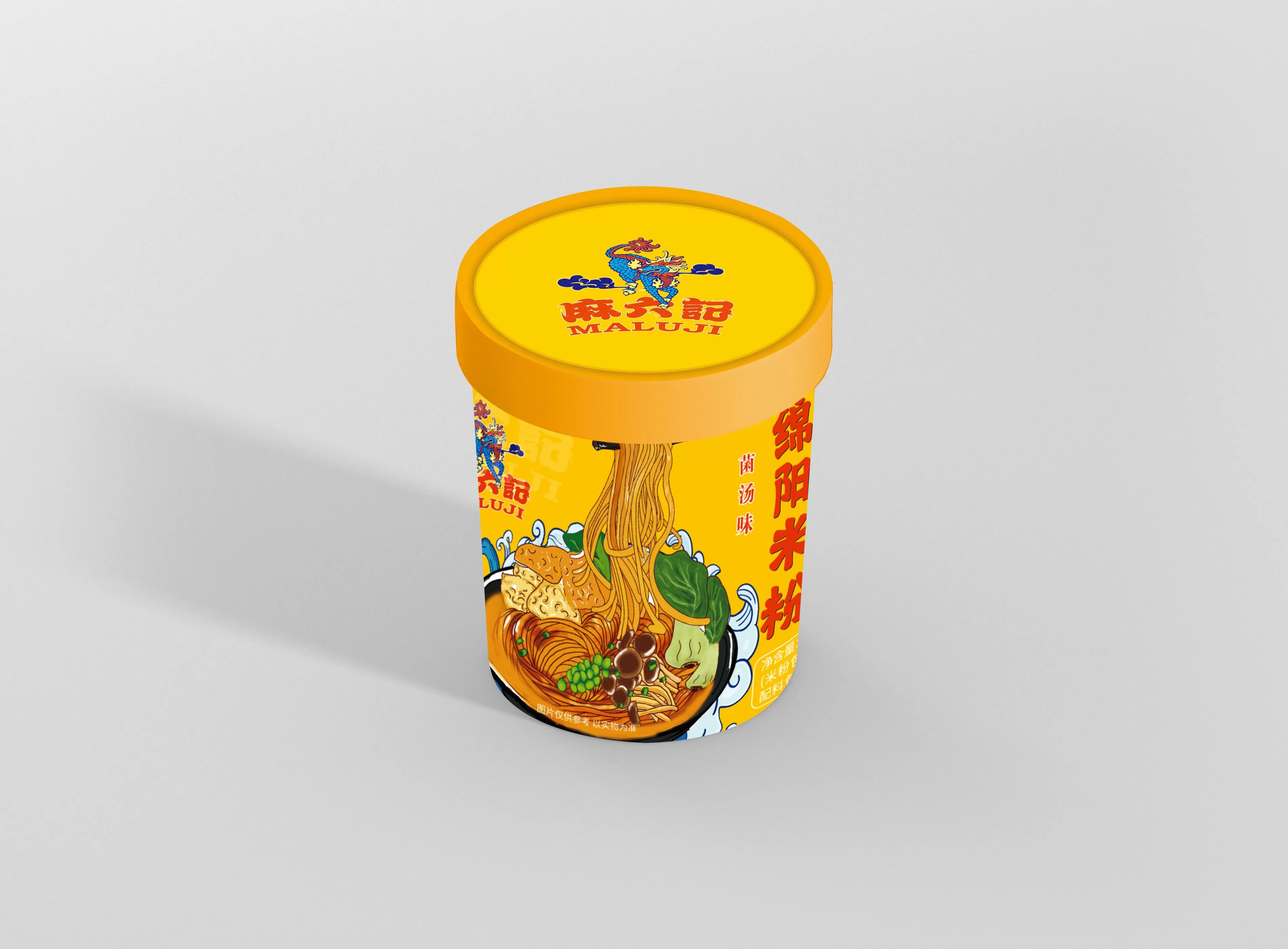 Instant Rice Noodles Cup, MALUJI Mushroom Soup Flavor, Just-Add-Water Meal for O