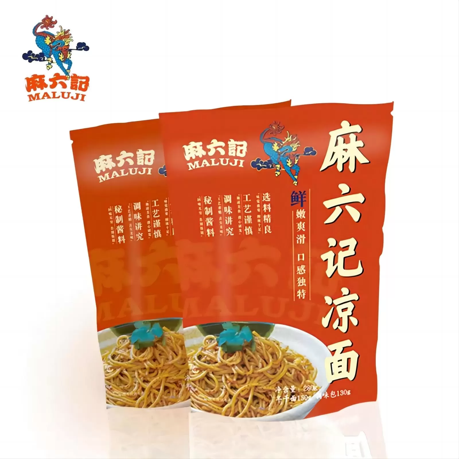 Instant Cold Noodles 280g Bag, Semi-Dried Wheat Noodles with Signature Sauce Pac